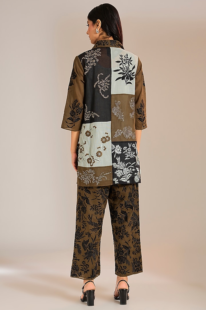 Multi-Colored Handloom Cotton Patchwork & Beads Embroidered Shirt by Peachoo at Pernia's Pop Up Shop