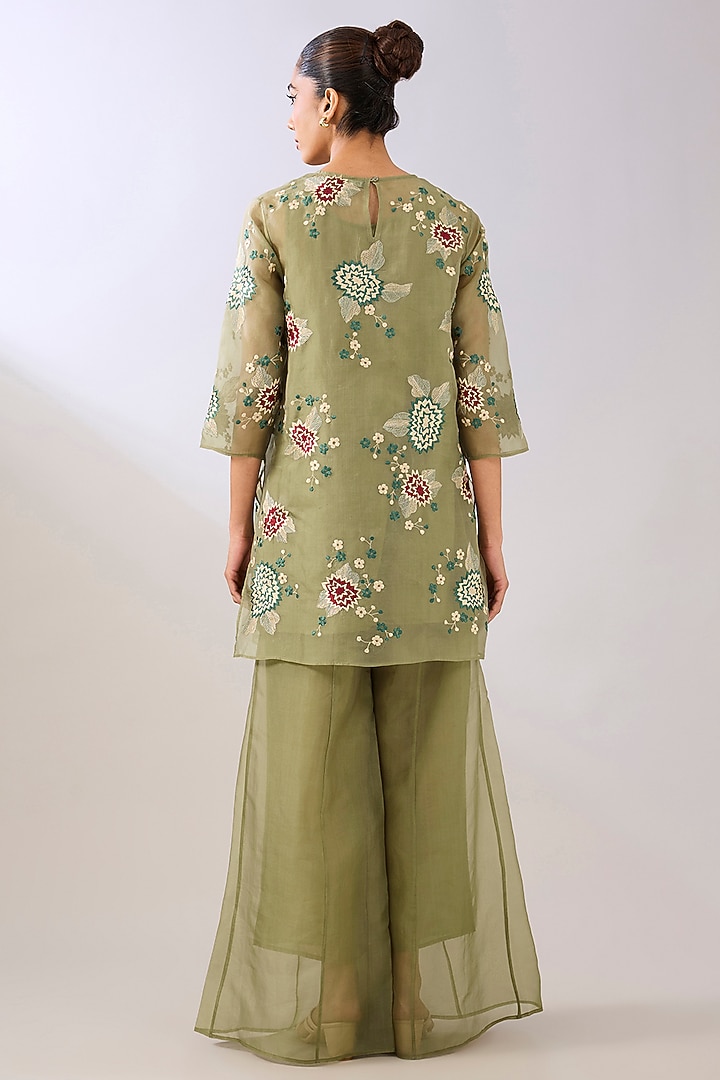 Jade Silk Organza Palazzo Pants by Peachoo at Pernia's Pop Up Shop