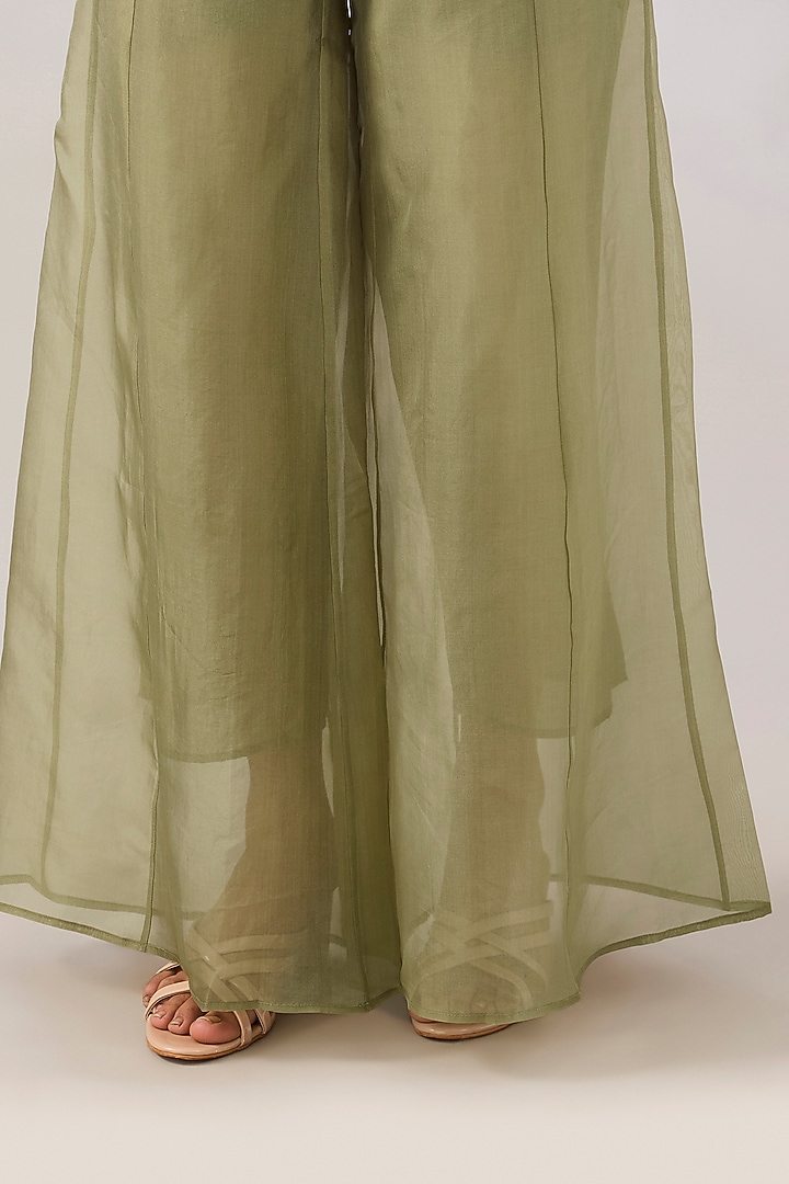 Jade Silk Organza Palazzo Pants by Peachoo at Pernia's Pop Up Shop