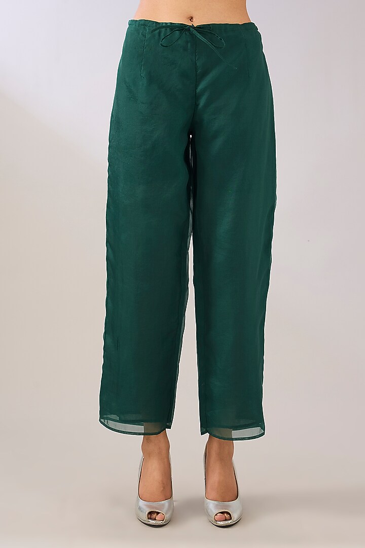 Emerald Green Silk Organza Pant by Peachoo at Pernia's Pop Up Shop