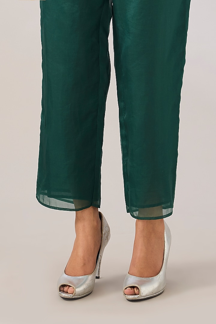 Emerald Green Silk Organza Pant by Peachoo at Pernia's Pop Up Shop