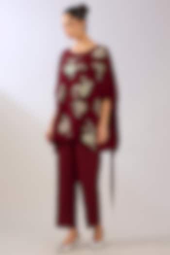 Ruby Red Silk Organza Pant by Peachoo at Pernia's Pop Up Shop