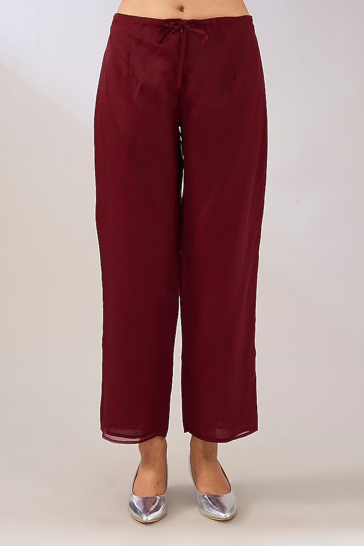 Ruby Red Silk Organza Pant by Peachoo at Pernia's Pop Up Shop