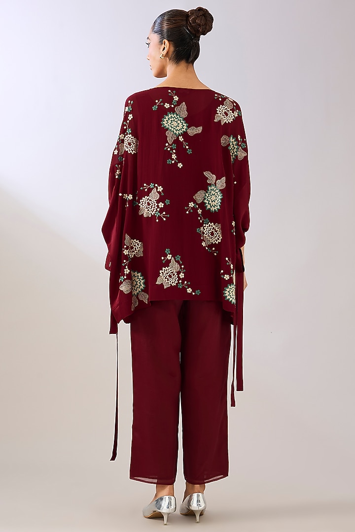 Ruby Red Silk Organza Pant by Peachoo at Pernia's Pop Up Shop