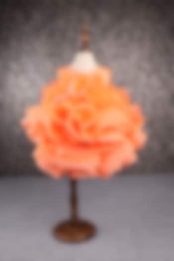 Orange Butterfly Net Ruffled Layered Dress For Girls by PEAR BEAR at Pernia's Pop Up Shop