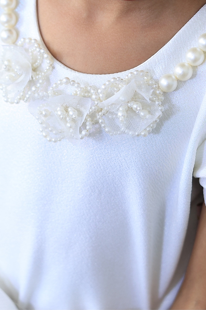 White Net Floral Dress For Girls by PEAR BEAR at Pernia's Pop Up Shop