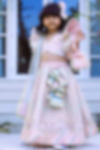 Pink Georgette & Net Lace Work Lehenga Set For Girls by PEAR BEAR at Pernia's Pop Up Shop