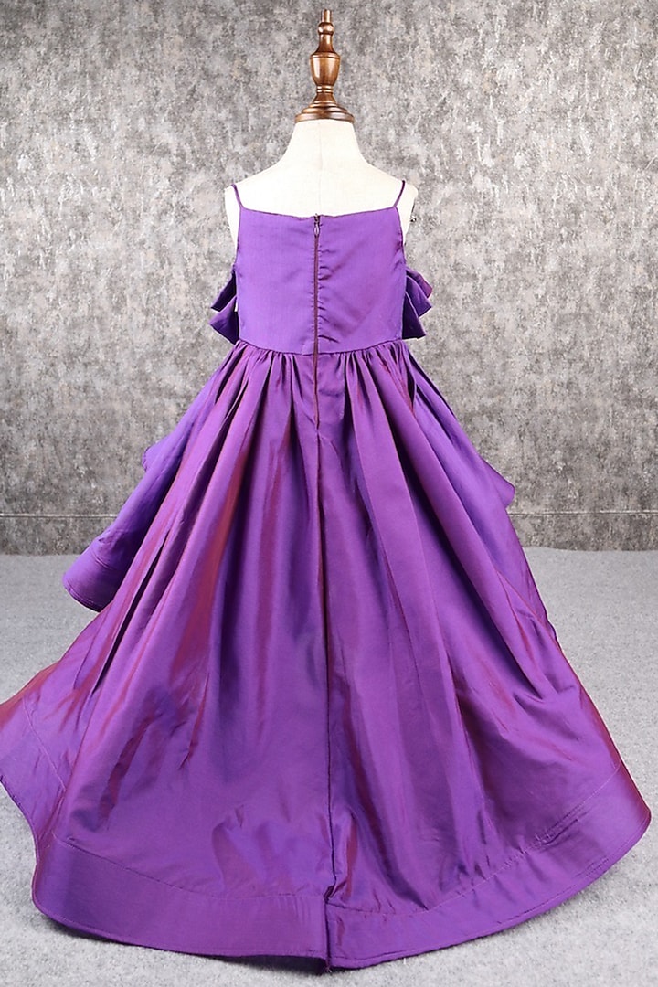 Violet Taffeta Silk Dress For Girls by PEAR BEAR at Pernia's Pop Up Shop