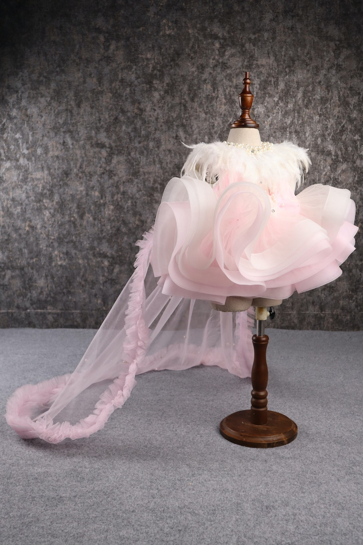 Pear Bear Butterfly and Pearl String Enhanced Ruffle Shaded Peach Dress main image 1