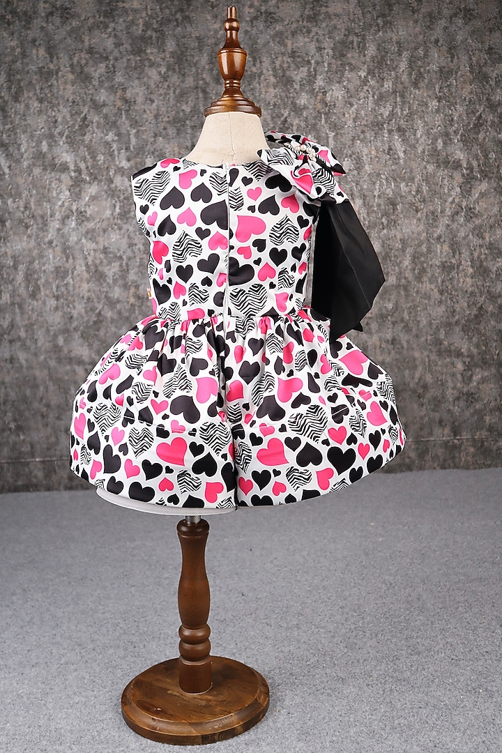 Multi-Colored Satin Printed & Pearl Embellished Dress For Girls by PEAR BEAR at Pernia's Pop Up Shop