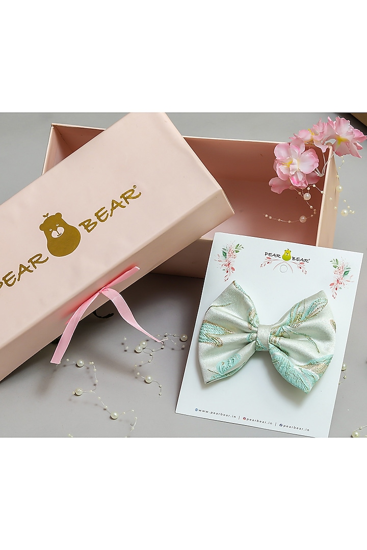 Mint Green Fancy Bow Hair Clip For Girls by PEAR BEAR at Pernia's Pop Up Shop