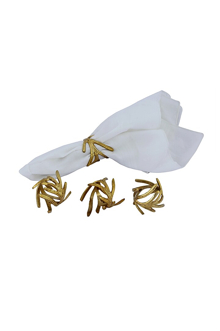 Golden Handmade Brass Napkin Rings (Set of 4) by Perenne Design at Pernia's Pop Up Shop