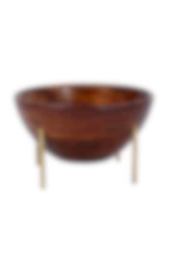 Brown Wood & Brass Bowl by Perenne Design