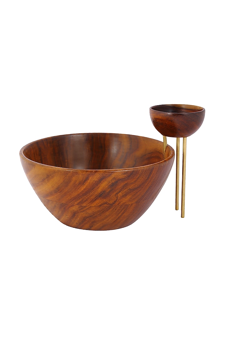 Brown Wood Chip & Dip Bowl by Perenne Design at Pernia's Pop Up Shop