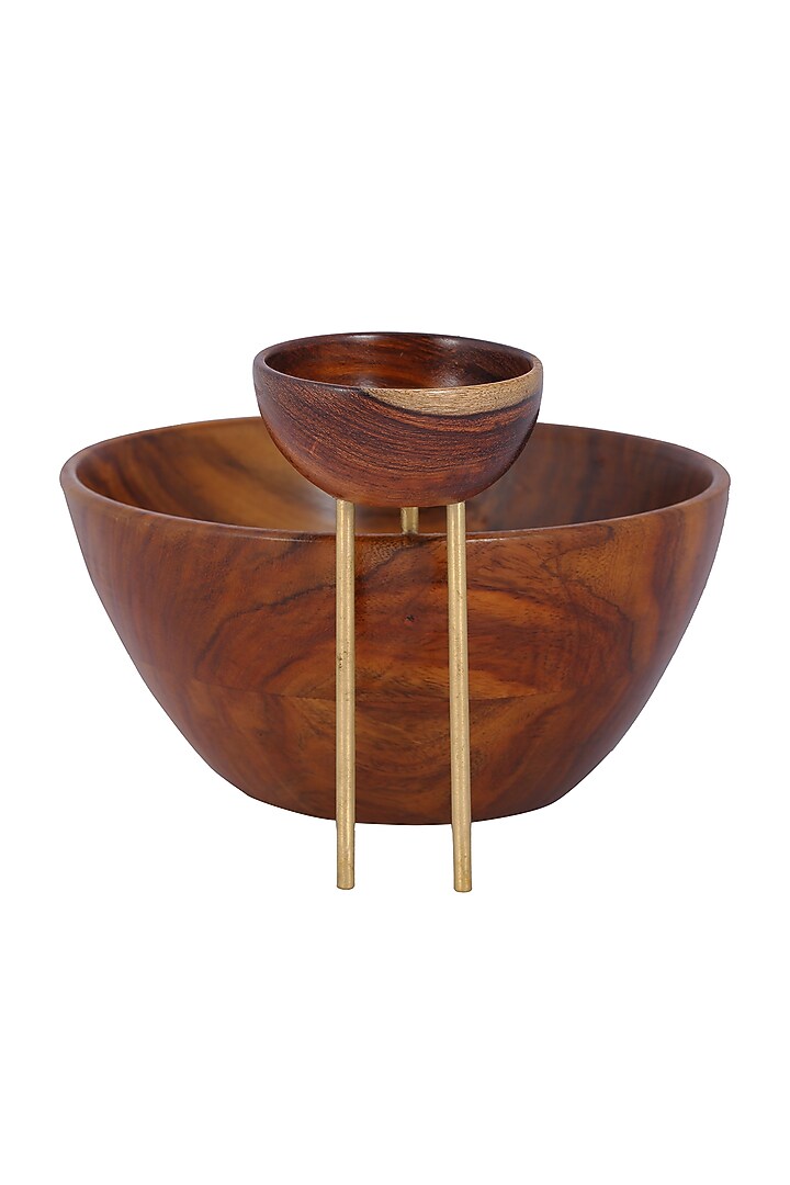 Brown Wood Chip & Dip Bowl by Perenne Design at Pernia's Pop Up Shop