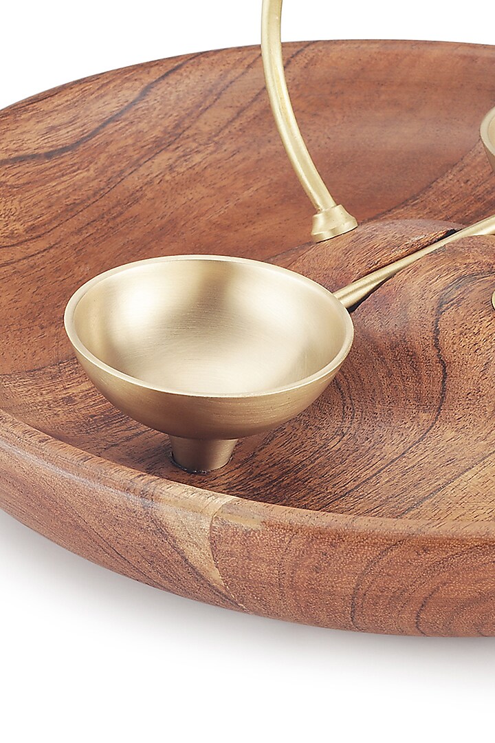 Brown Wood & Brass Platter by Perenne Design at Pernia's Pop Up Shop