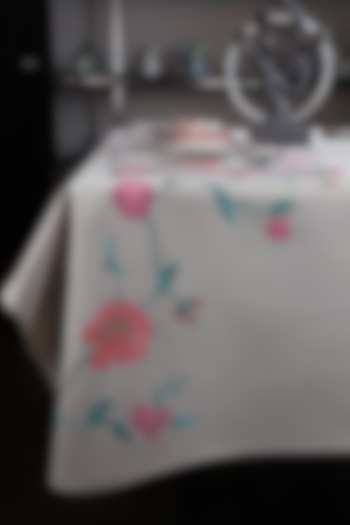 Beige Cotton Embroidered Table Cloth by Perenne Design at Pernia's Pop Up Shop