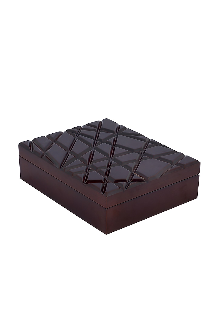 Chocolate Brown Wood Abstract & Geometric Tea Box by Perenne Design at Pernia's Pop Up Shop