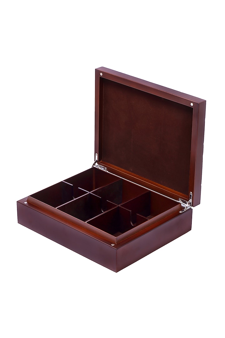 Chocolate Brown Wood Abstract & Geometric Tea Box by Perenne Design at Pernia's Pop Up Shop