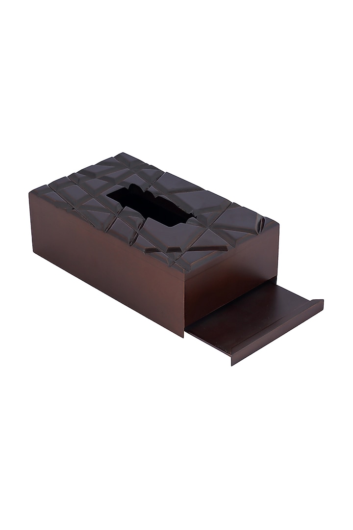 Chocolate Brown Wood Abstract & Geometric Tissue Box by Perenne Design at Pernia's Pop Up Shop