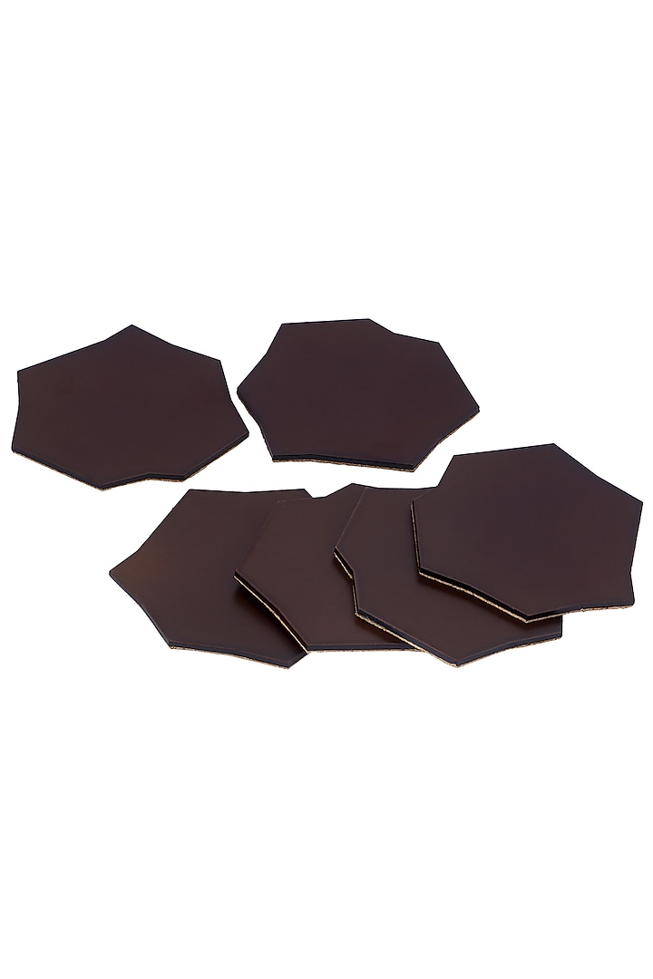 Chocolate Brown Wood Coaster Set (Set of 6) by Perenne Design