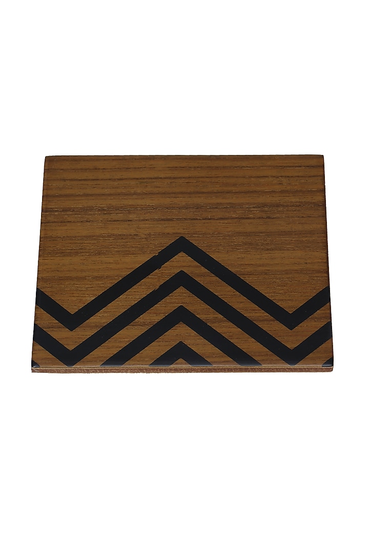 Brown Wood Coaster Set (Set of 6) by Perenne Design at Pernia's Pop Up Shop