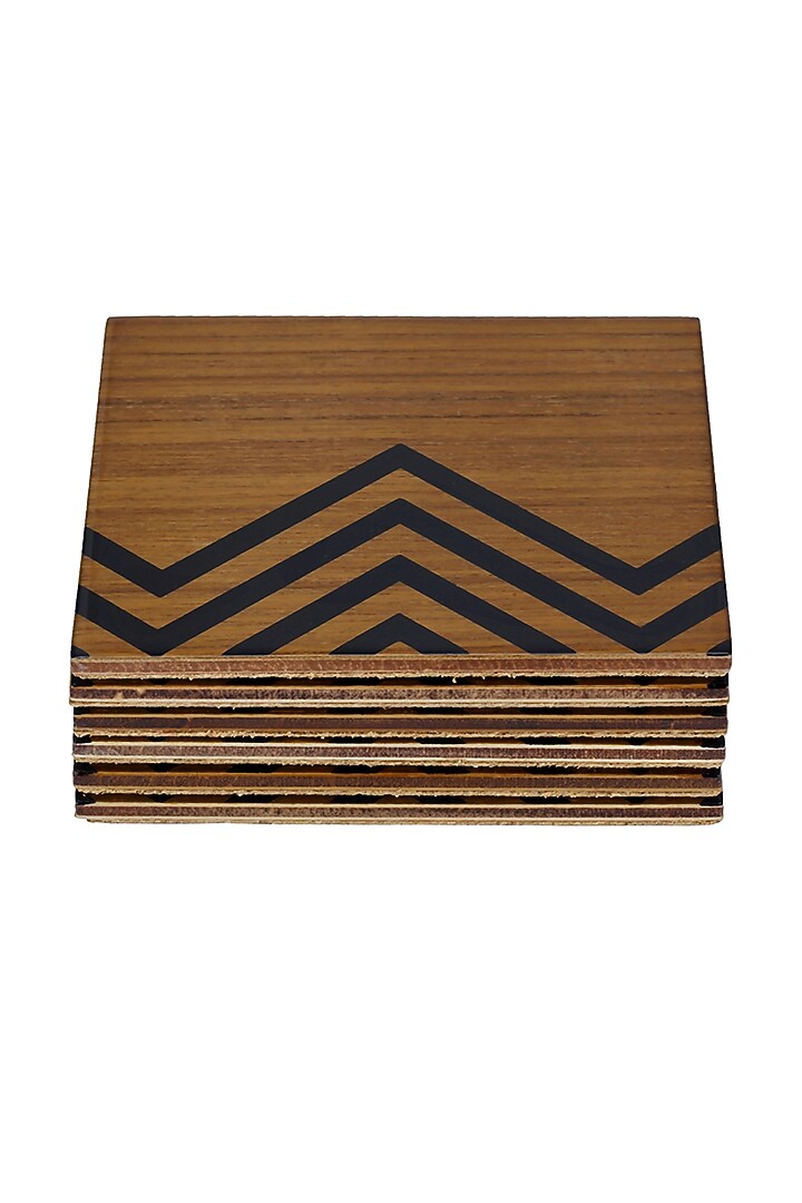 Brown Wood Coaster Set (Set of 6) by Perenne Design at Pernia's Pop Up Shop