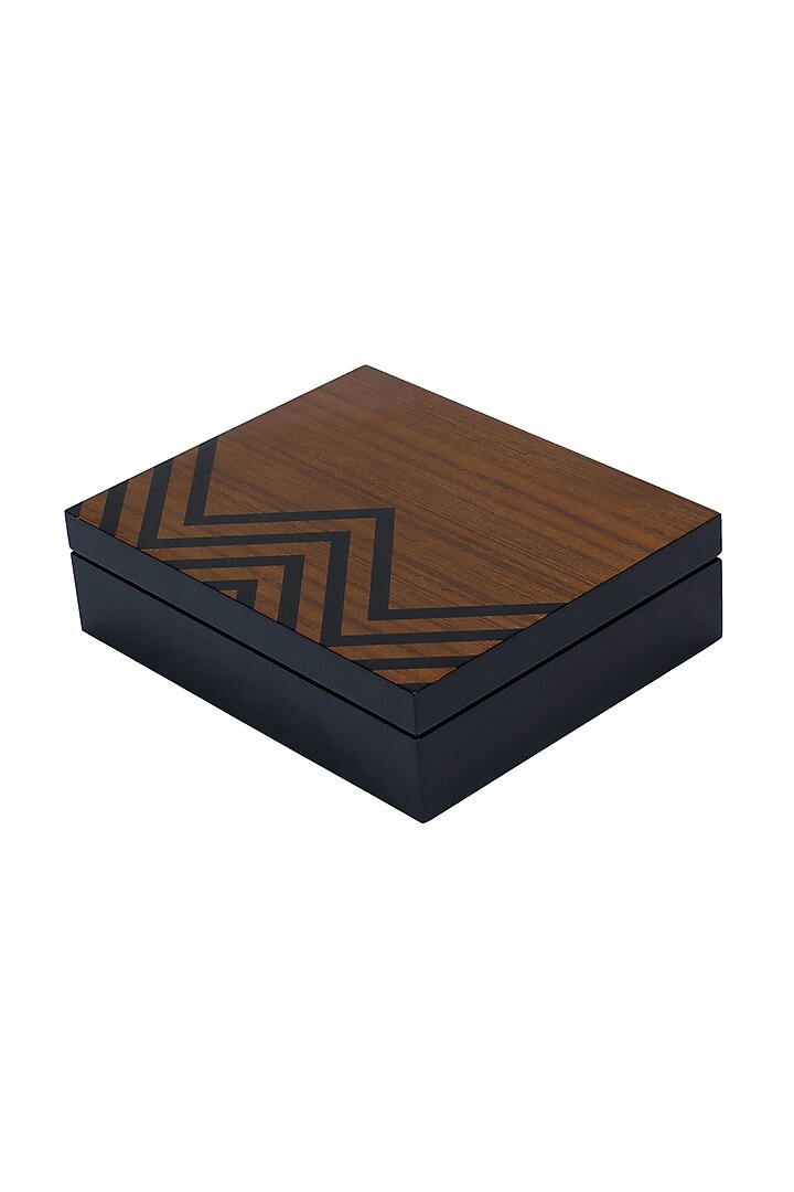 Brown Wood & Veneer Chevron Tea Box by Perenne Design at Pernia's Pop Up Shop