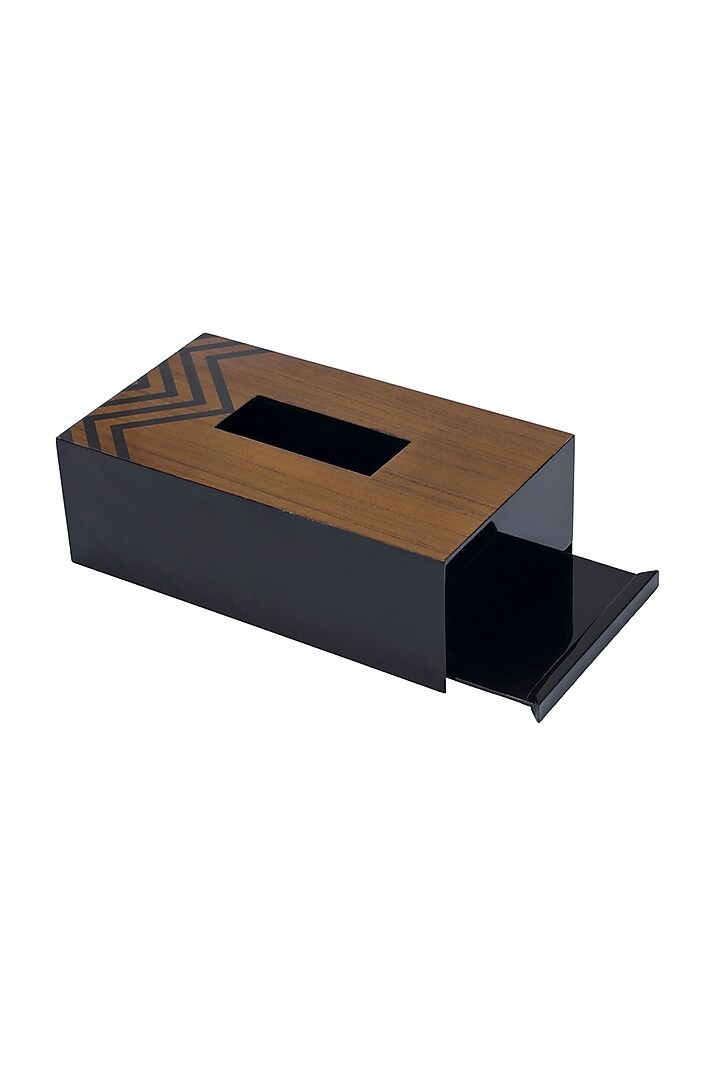Brown Wood & Veneer Chevron Tissue Box by Perenne Design at Pernia's Pop Up Shop