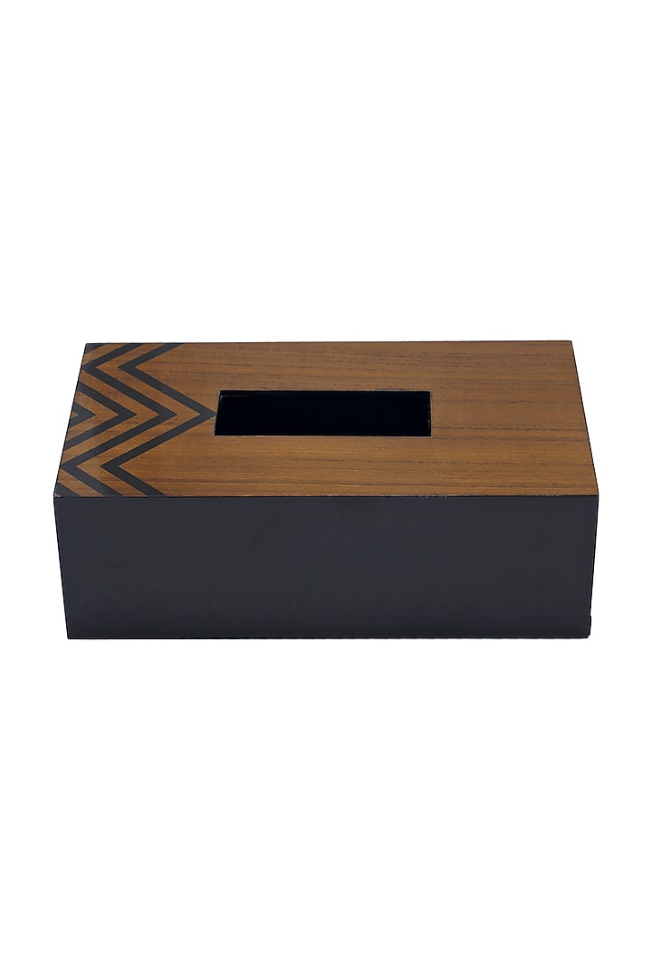 Brown Wood & Veneer Chevron Tissue Box by Perenne Design at Pernia's Pop Up Shop