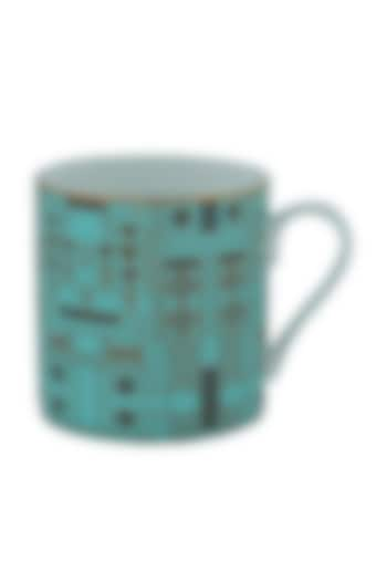 Aqua Green Gold & Fine Bone China Mug (Set of 4) by Perenne Design