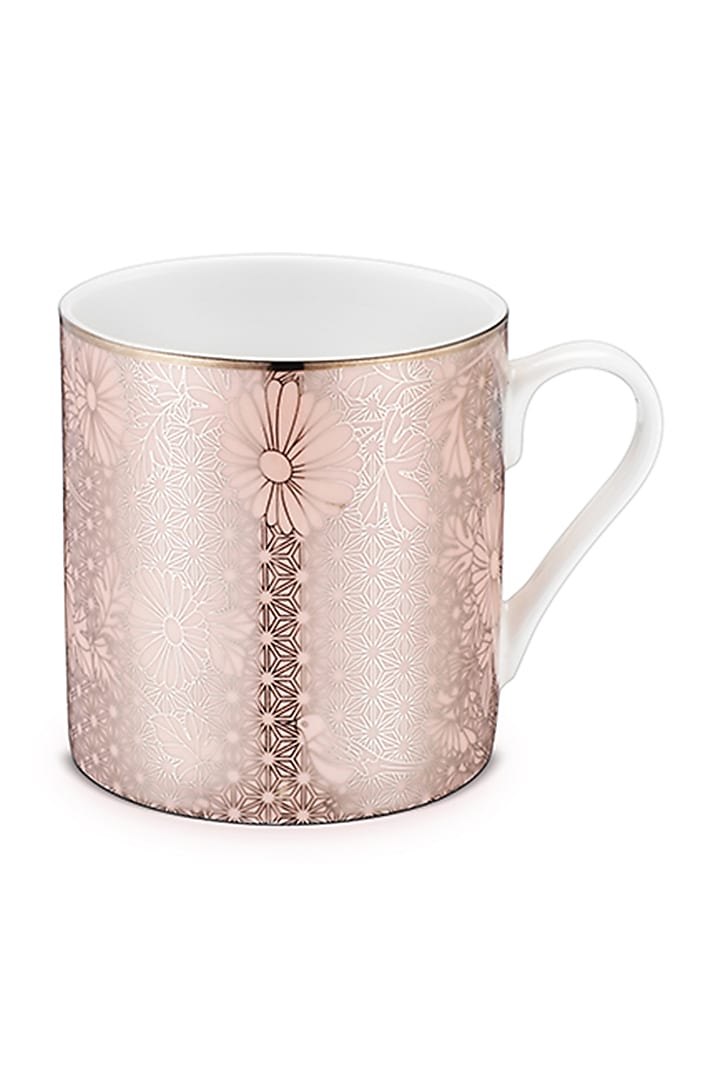 Peach Pink Platinum & Fine Bone China Mug (Set of 4) by Perenne Design