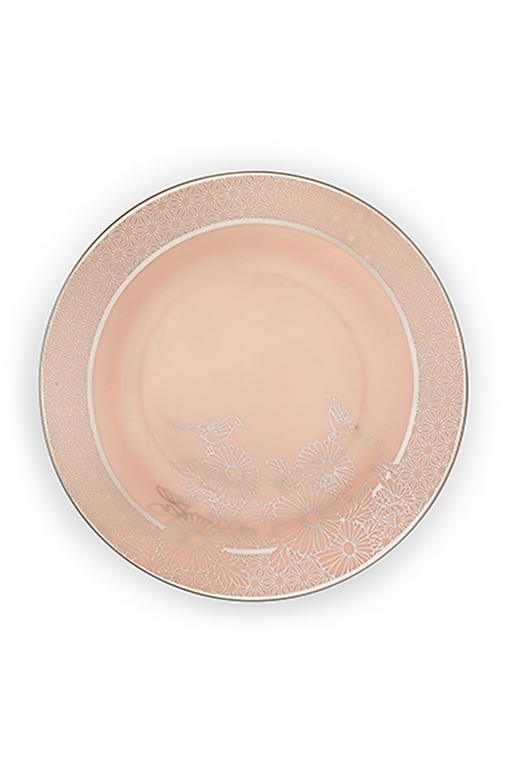 Peach Pink Platinum & Fine Bone China Tea Plate (Set of 4) by Perenne Design