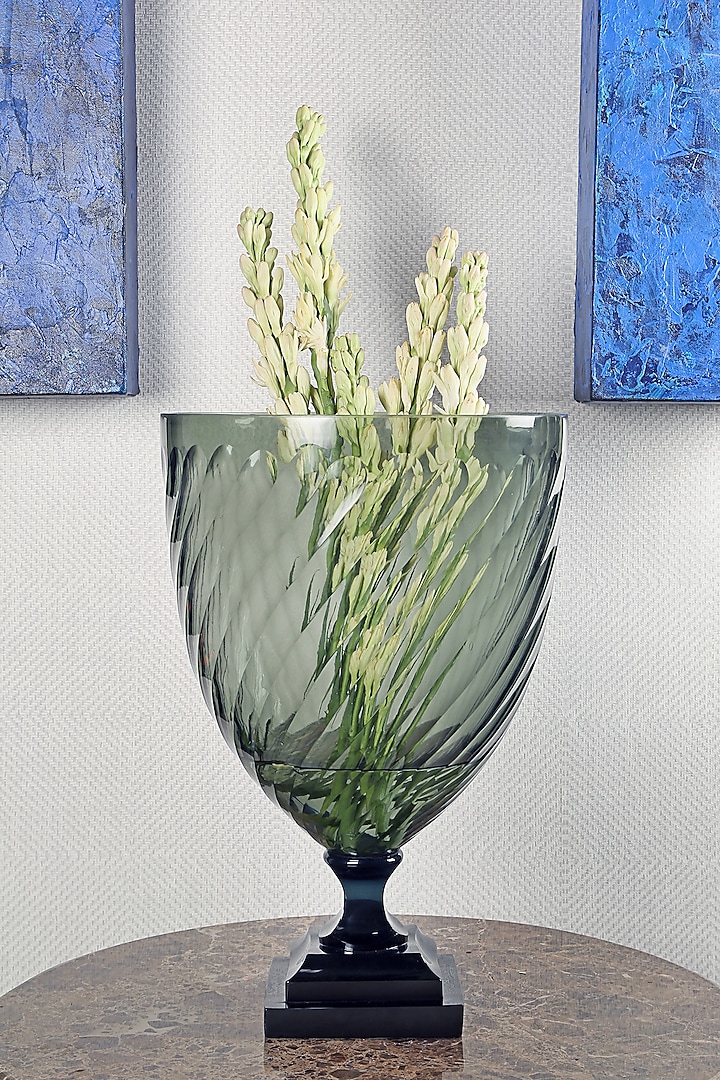 Olive Green Glass Vase by Perenne Design