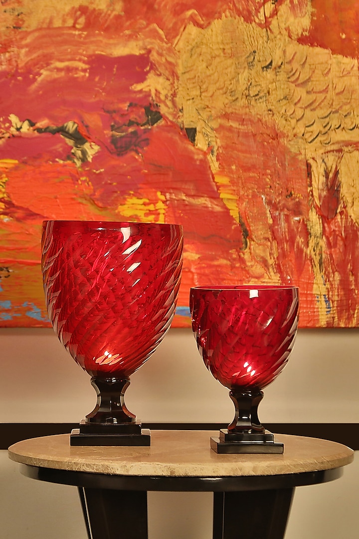 Red Handmade Glass Vase by Perenne Design