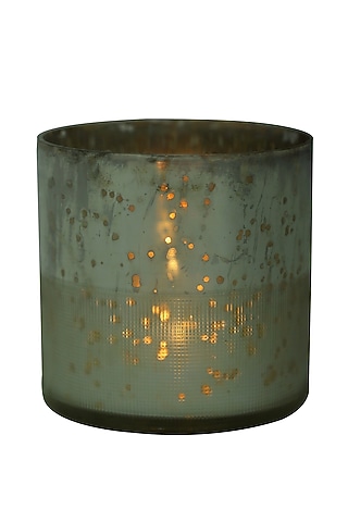 Silver Finished Glass Votive (Set of 4) by Perenne Design