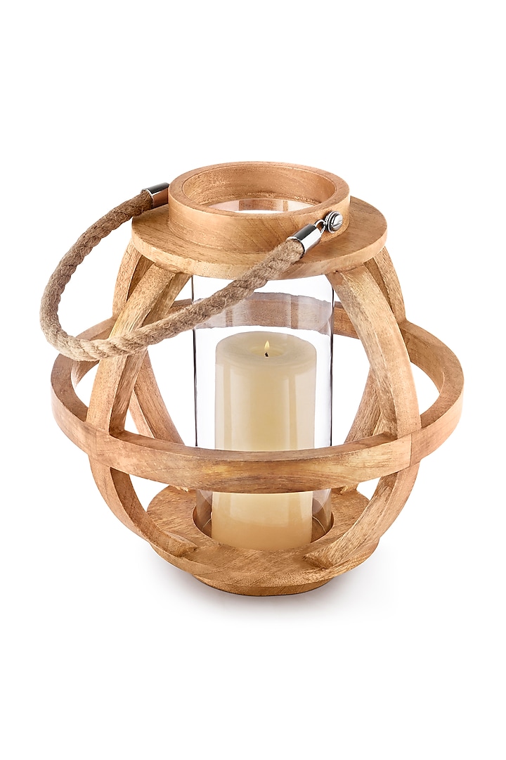 Natural Brown Wood Lantern by Perenne Design