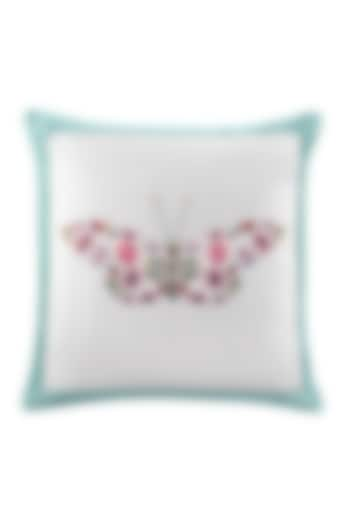 Beige Embroidered Cushion by Perenne Design