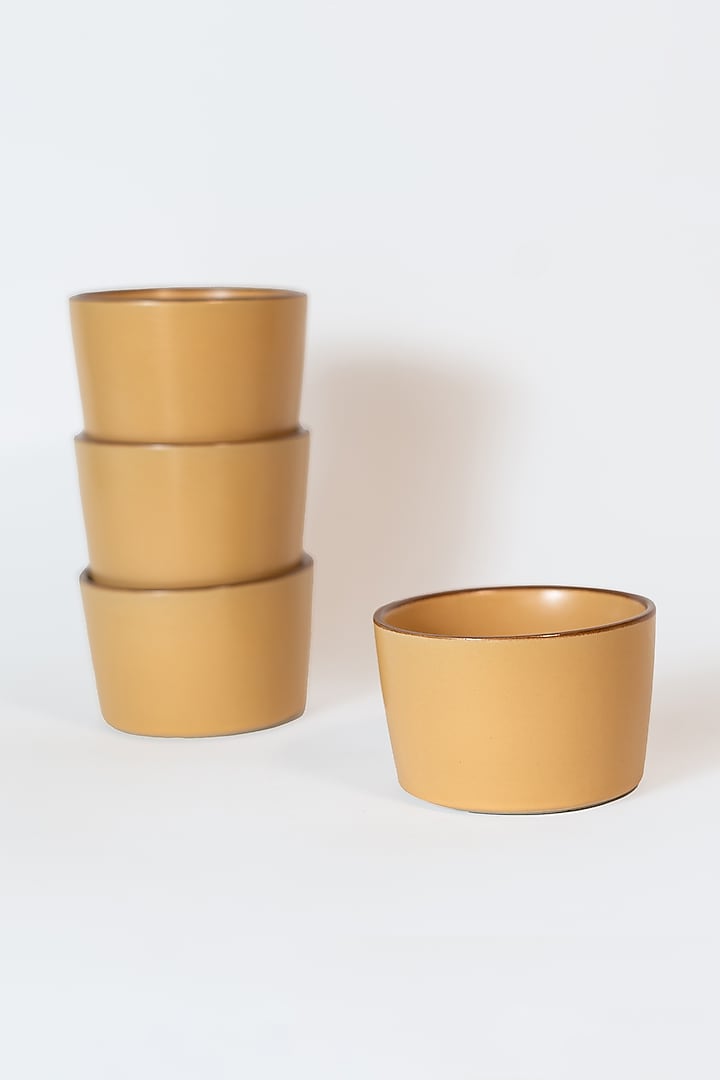 Mustard Stoneware Ceramic Bowl (Set of 4) by Perenne Design at Pernia's Pop Up Shop