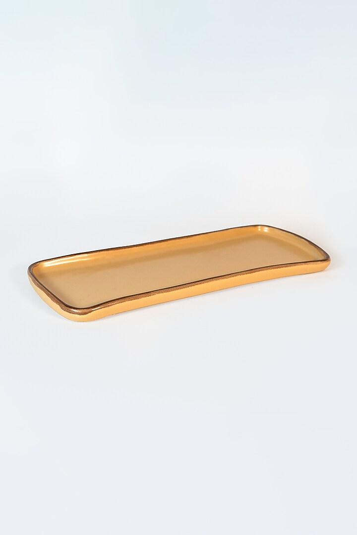 Mustard Stoneware Ceramic Platter by Perenne Design at Pernia's Pop Up Shop