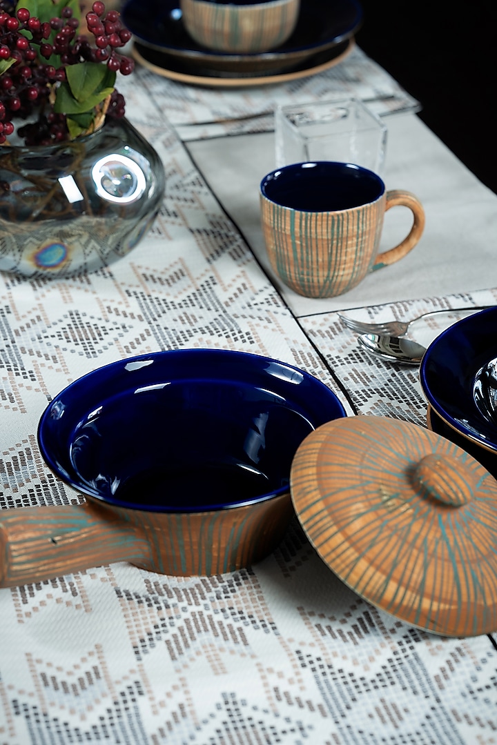 Orange Stoneware Ceramic Casserole With Lid by Perenne Design