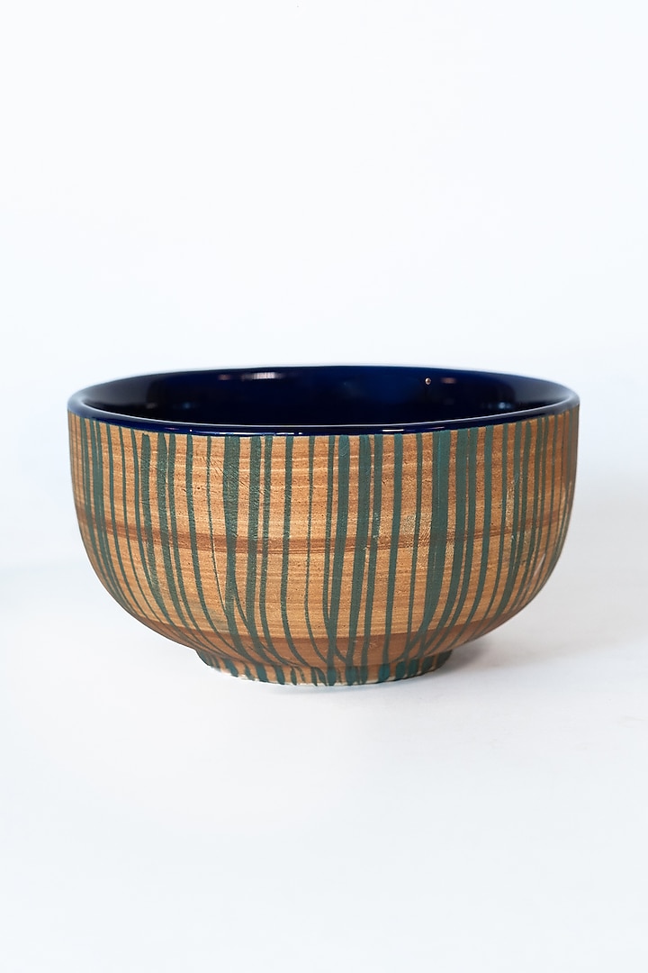 Mustard & Blue Stoneware Ceramic Bowl (Set of 4) by Perenne Design at Pernia's Pop Up Shop