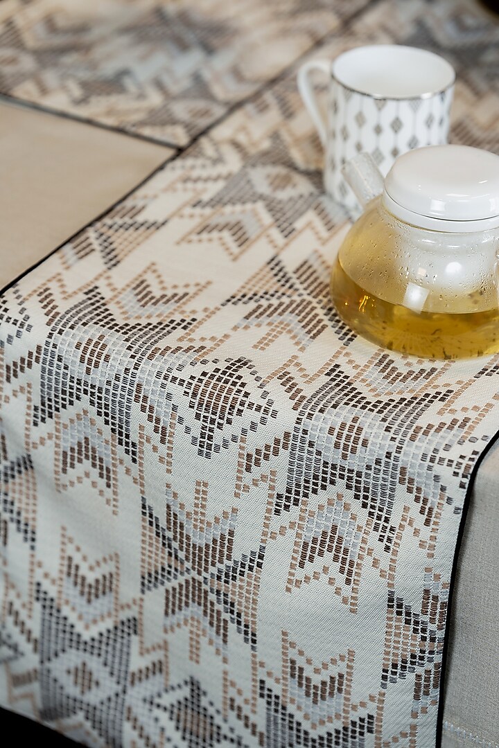Ivory Embroidered Table Runner by Perenne Design at Pernia's Pop Up Shop