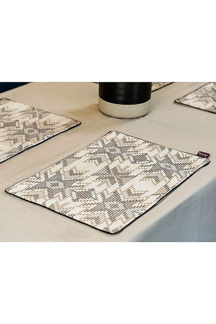 Ivory Embroidered Placement Mat (Set of 4) by Perenne Design at Pernia's Pop Up Shop