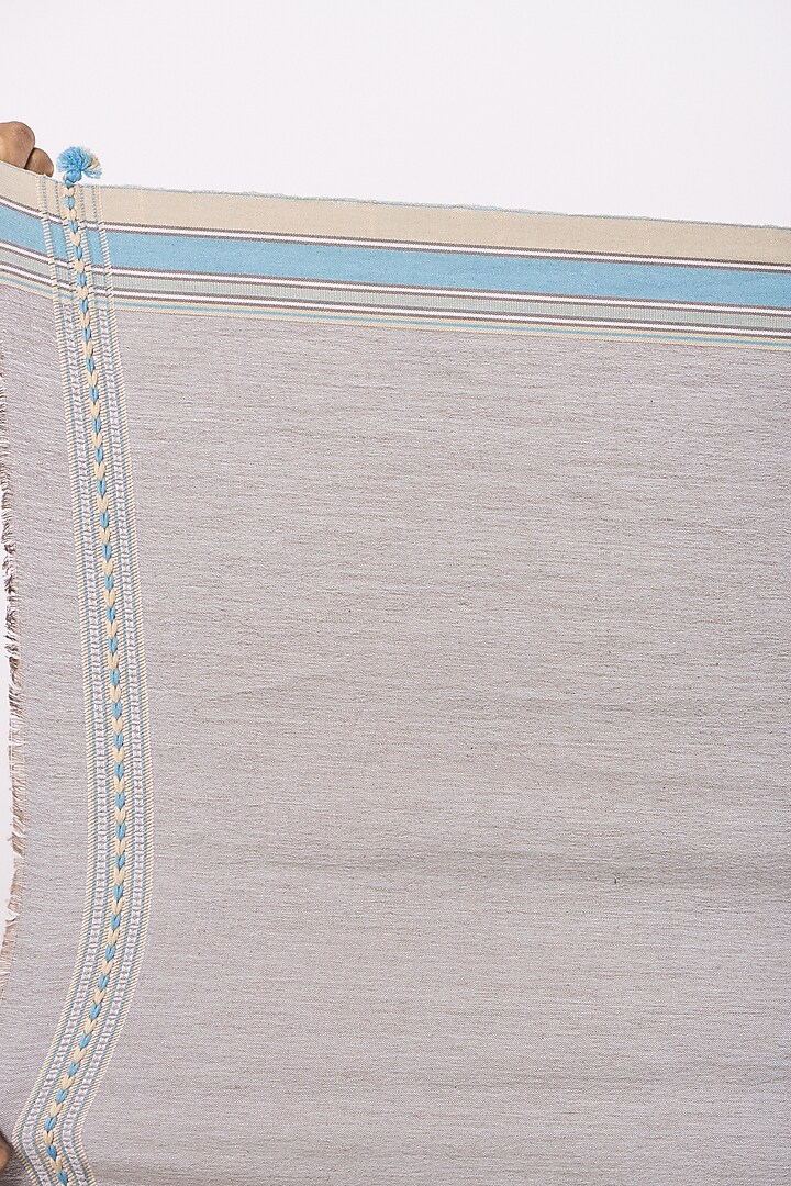 Grey Cotton Handwoven Festive Saree by Peeli Kothi at Pernia's Pop Up Shop
