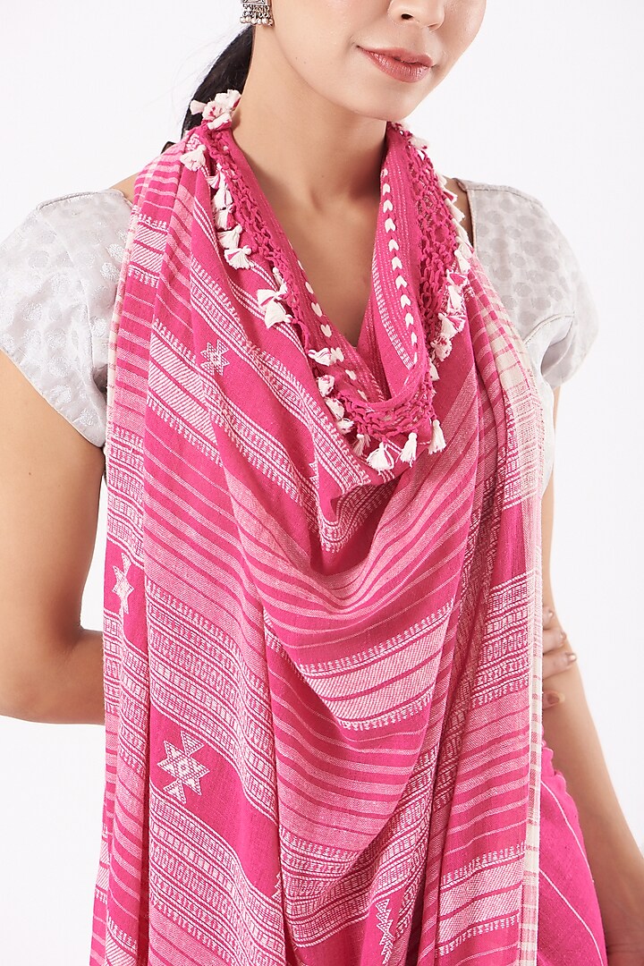 Blush Pink Cotton Handwoven Festive Saree by Peeli Kothi at Pernia's Pop Up Shop