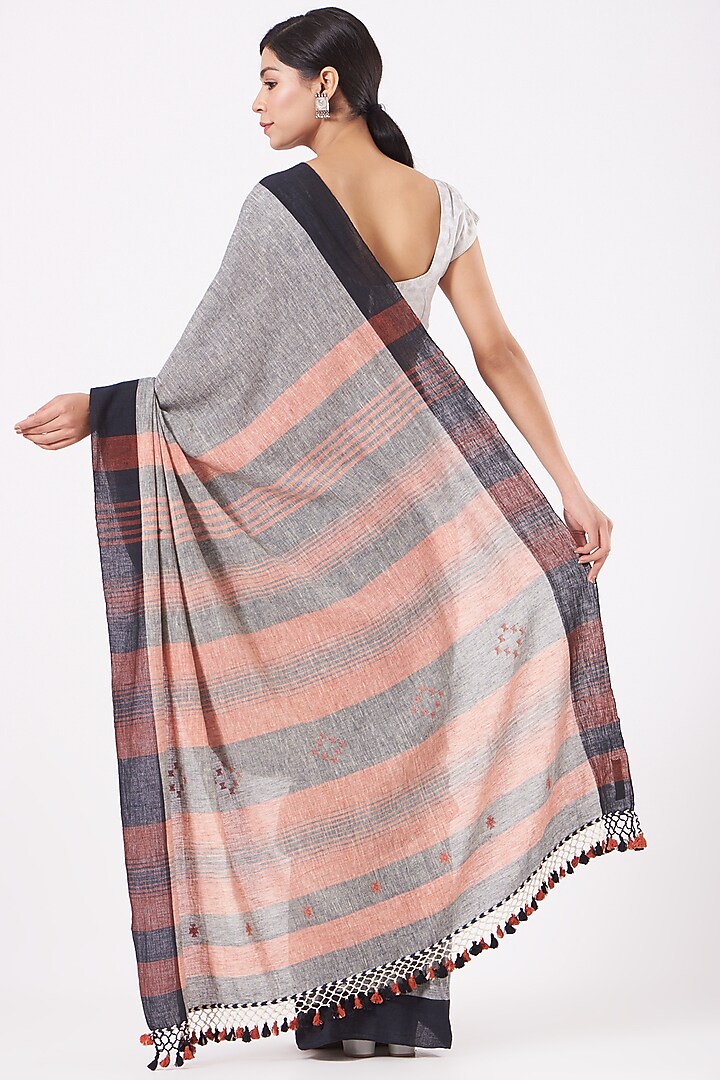Grey Cotton Festive Saree by Peeli Kothi at Pernia's Pop Up Shop