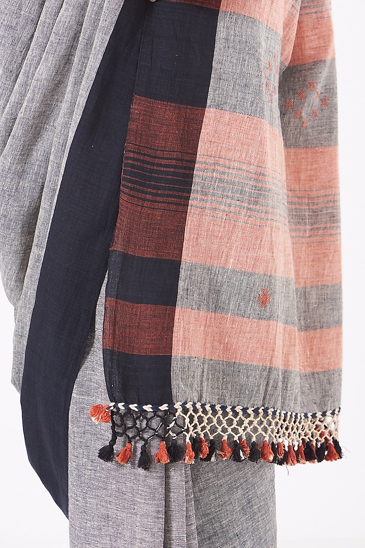 Grey Cotton Festive Saree by Peeli Kothi at Pernia's Pop Up Shop
