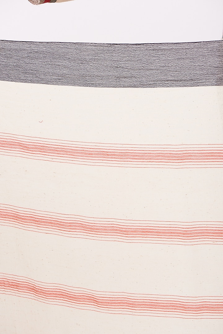 White & Red Cotton Festive Saree by Peeli Kothi at Pernia's Pop Up Shop