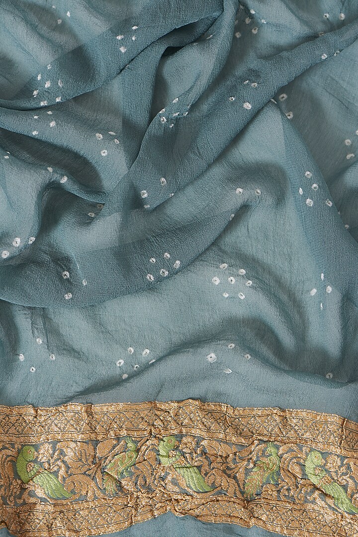 Mint Blue Bandhani Wedding Saree Set by Peeli Kothi at Pernia's Pop Up Shop